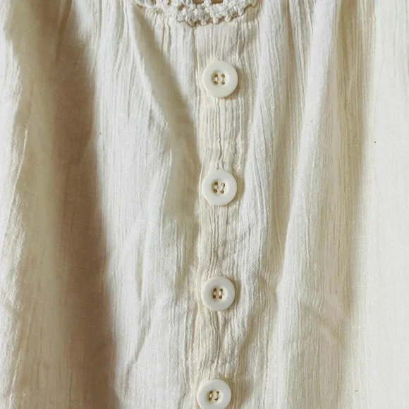 PINKY | Crochet Lace Yoke Boho Button Front Linen Tank Top Size XXL - Picture 4 of 5